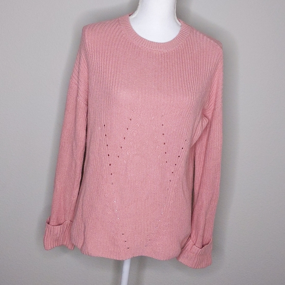 ✨M Magaschoni Pink Oversized Sweater Cashmere Wool Cotton Modal Blend Size M - Picture 2 of 8
